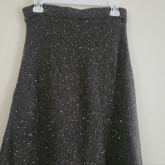 Zara set co-ord sequin knit sweater & midi skirt A-line taupe/brown sz M BNWT - Picture 7 of 13